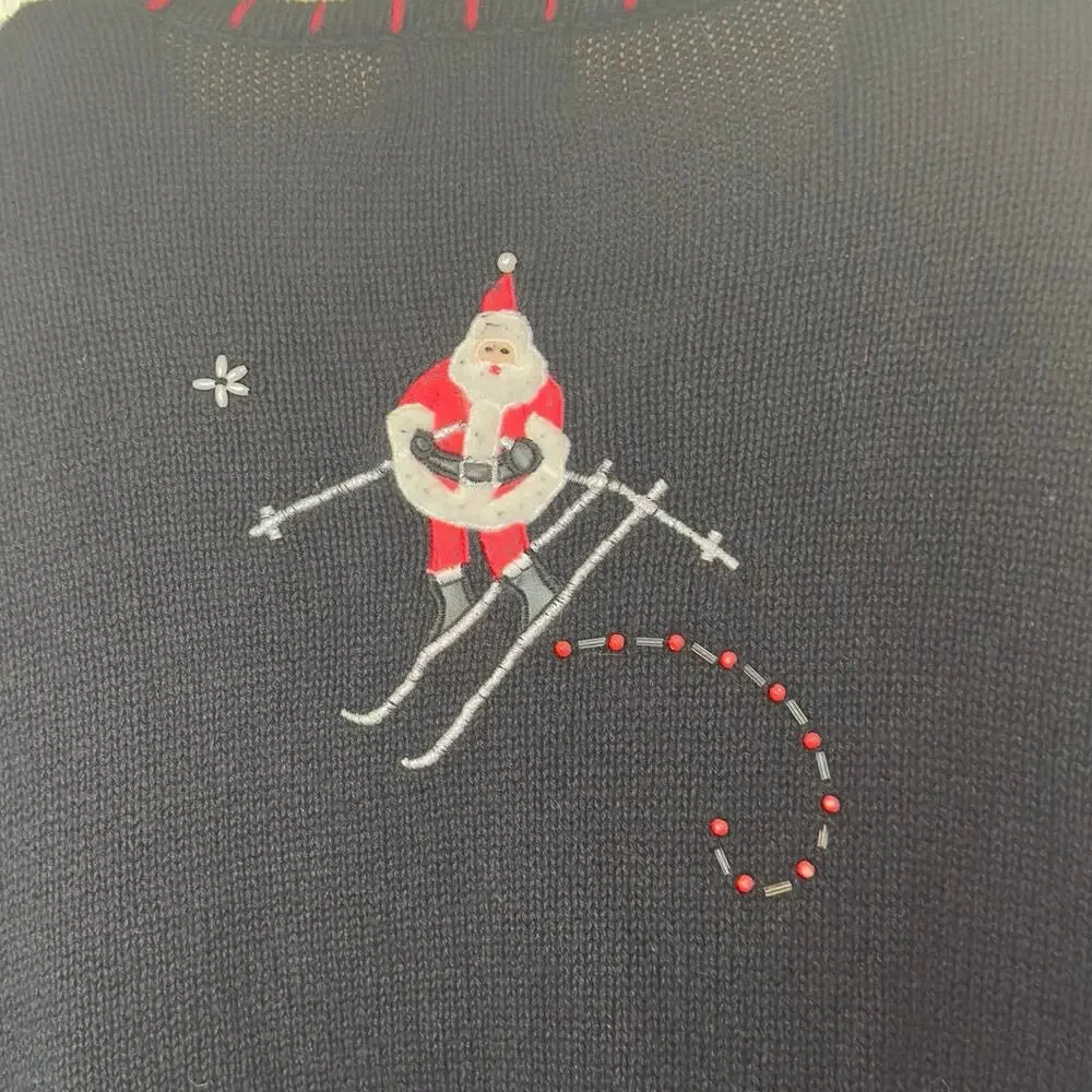 VTG Designers Originals Studio Fa La La Christmas Zip Up Cardigan Sweater Size L - Picture 6 of 13